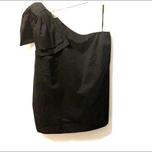 Ann Taylor One Shoulder Black Blouse Size XL